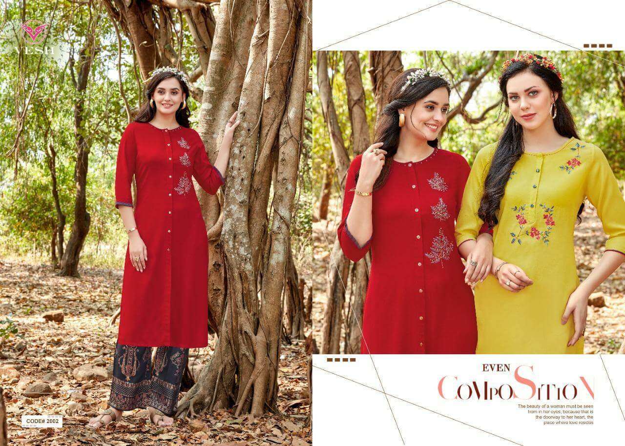 HEENA BY VESH 2001 TO 2008 SERIES DESIGNER STYLISH FANCY COLORFUL BEAUTIFUL PARTY WEAR & ETHNIC WEAR COLLECTION RAYON KHATLI WORK KURTIS WITH BOTTOM AT WHOLESALE PRICE