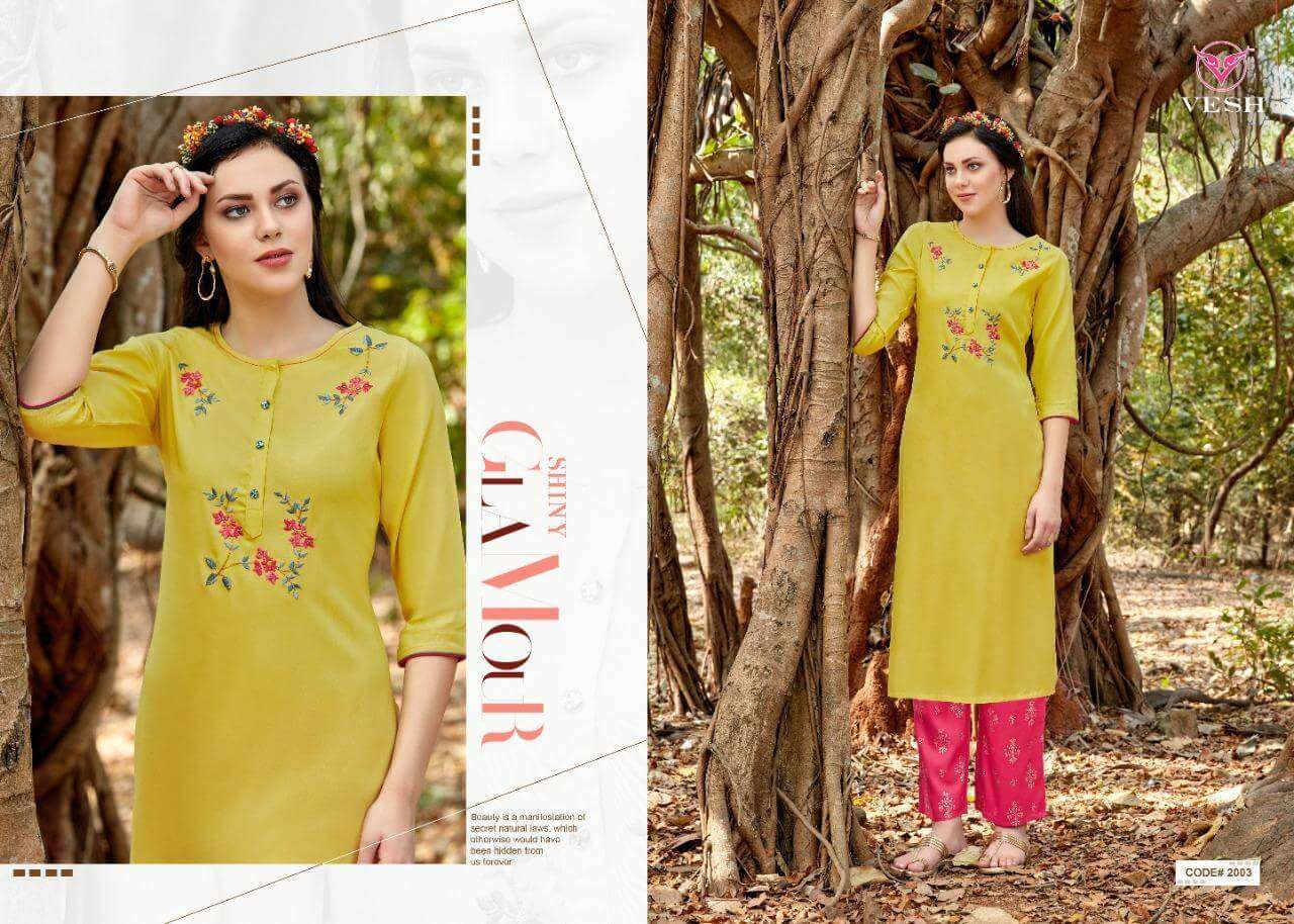 HEENA BY VESH 2001 TO 2008 SERIES DESIGNER STYLISH FANCY COLORFUL BEAUTIFUL PARTY WEAR & ETHNIC WEAR COLLECTION RAYON KHATLI WORK KURTIS WITH BOTTOM AT WHOLESALE PRICE