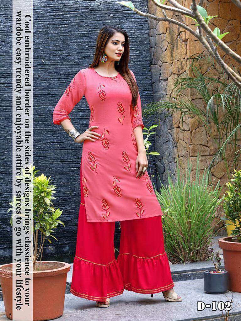 NATASHA BY RANG TARANG 101 TO 106 SERIES DESIGNER STYLISH FANCY COLORFUL BEAUTIFUL PARTY WEAR & ETHNIC WEAR COLLECTION RAYON SLUB PRINT KURTIS WITH BOTTOM AT WHOLESALE PRICE