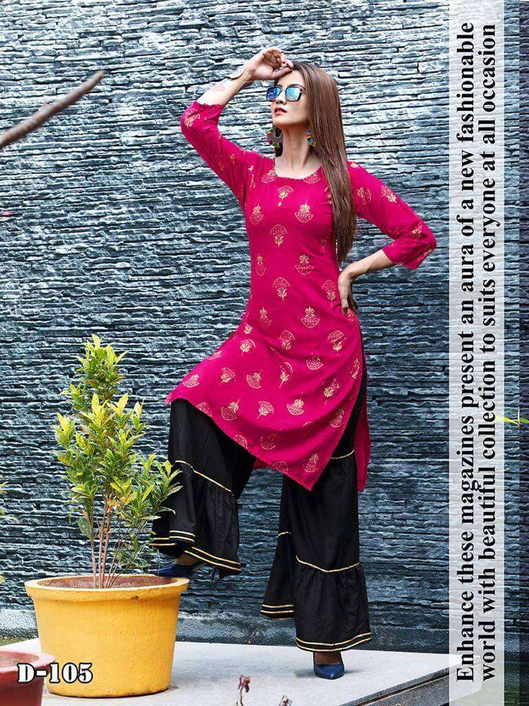 NATASHA BY RANG TARANG 101 TO 106 SERIES DESIGNER STYLISH FANCY COLORFUL BEAUTIFUL PARTY WEAR & ETHNIC WEAR COLLECTION RAYON SLUB PRINT KURTIS WITH BOTTOM AT WHOLESALE PRICE