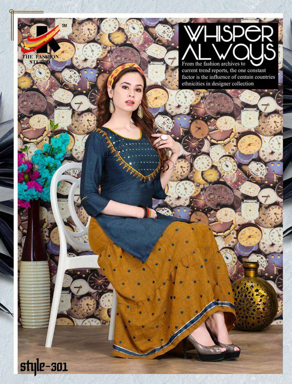 CLASSIC BY THE FASHION STUDIO 301 TO 308 SERIES DESIGNER STYLISH FANCY COLORFUL BEAUTIFUL PARTY WEAR & ETHNIC WEAR COLLECTION RAYON TWO TONE KURTIS WITH BOTTOM AT WHOLESALE PRICE