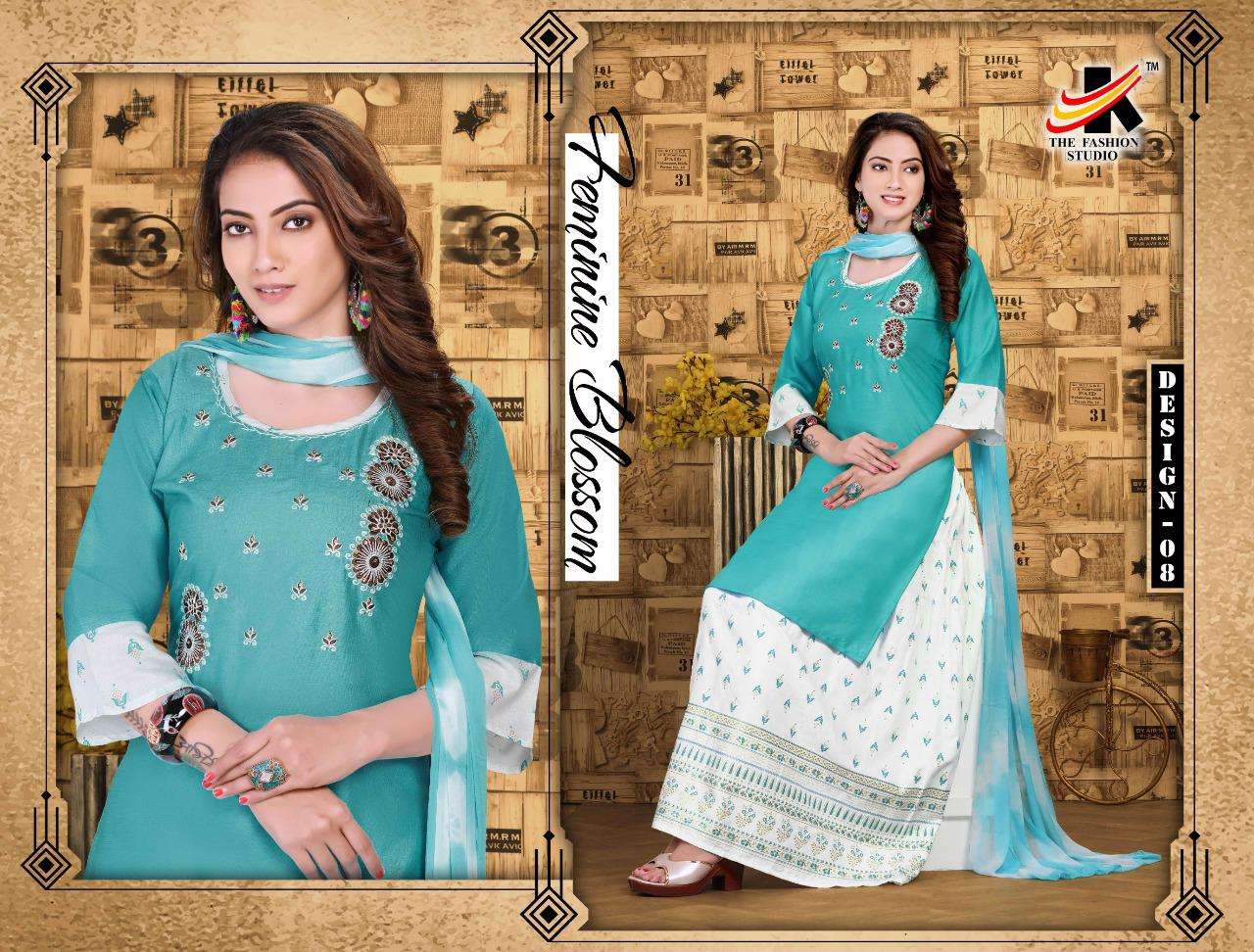NAFISA BY THE FASHION STUDIO 31 TO 38 SERIES BEAUTIFUL STYLISH SHARARA SUITS FANCY COLORFUL CASUAL WEAR & ETHNIC WEAR & READY TO WEAR HEAVY RAYON EMBROIDERED DRESSES AT WHOLESALE PRICE