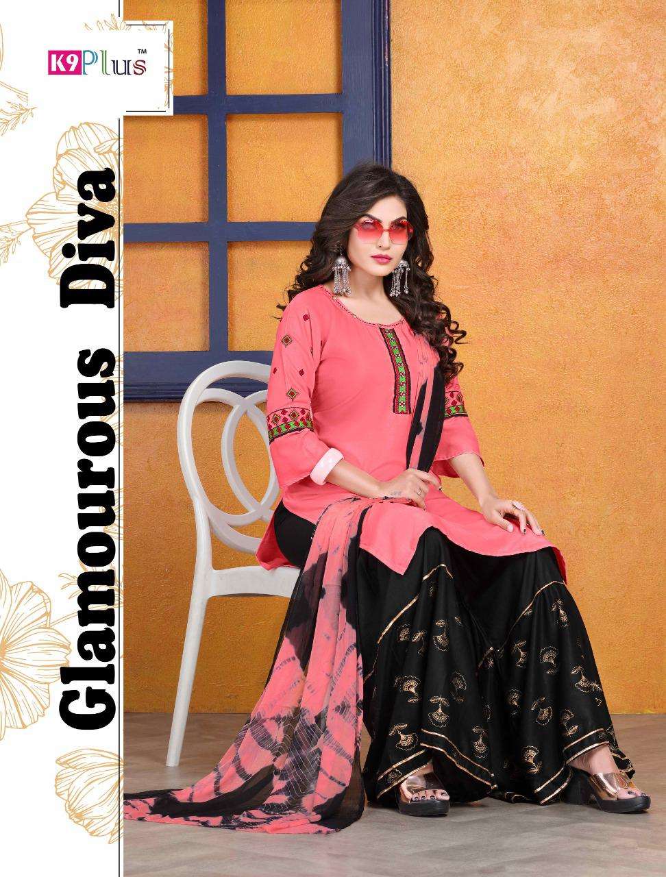 AKANSHA BY K9 501 TO 508 SERIES BEAUTIFUL STYLISH SHARARA SUITS FANCY COLORFUL CASUAL WEAR & ETHNIC WEAR & READY TO WEAR HEAVY RAYON EMBROIDERED DRESSES AT WHOLESALE PRICE