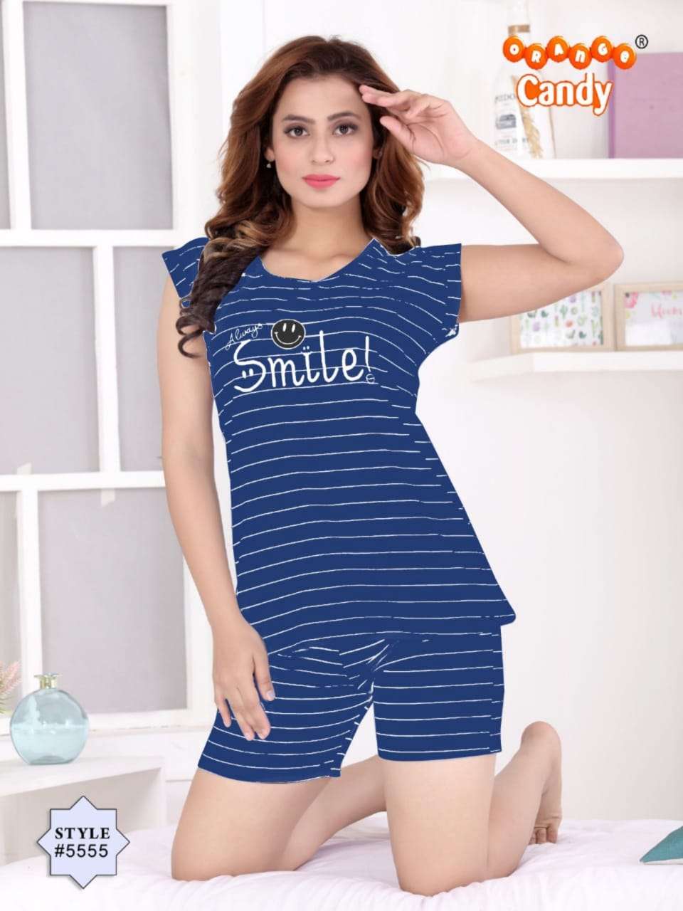 5555 BY ORANGE CANDY 5555-A TO 5555-J SERIES BEAUTIFUL STYLISH FANCY COLORFUL CASUAL WEAR & ETHNIC WEAR HOSIERY COTTON TOPS AND BOTTOM AT WHOLESALE PRICE