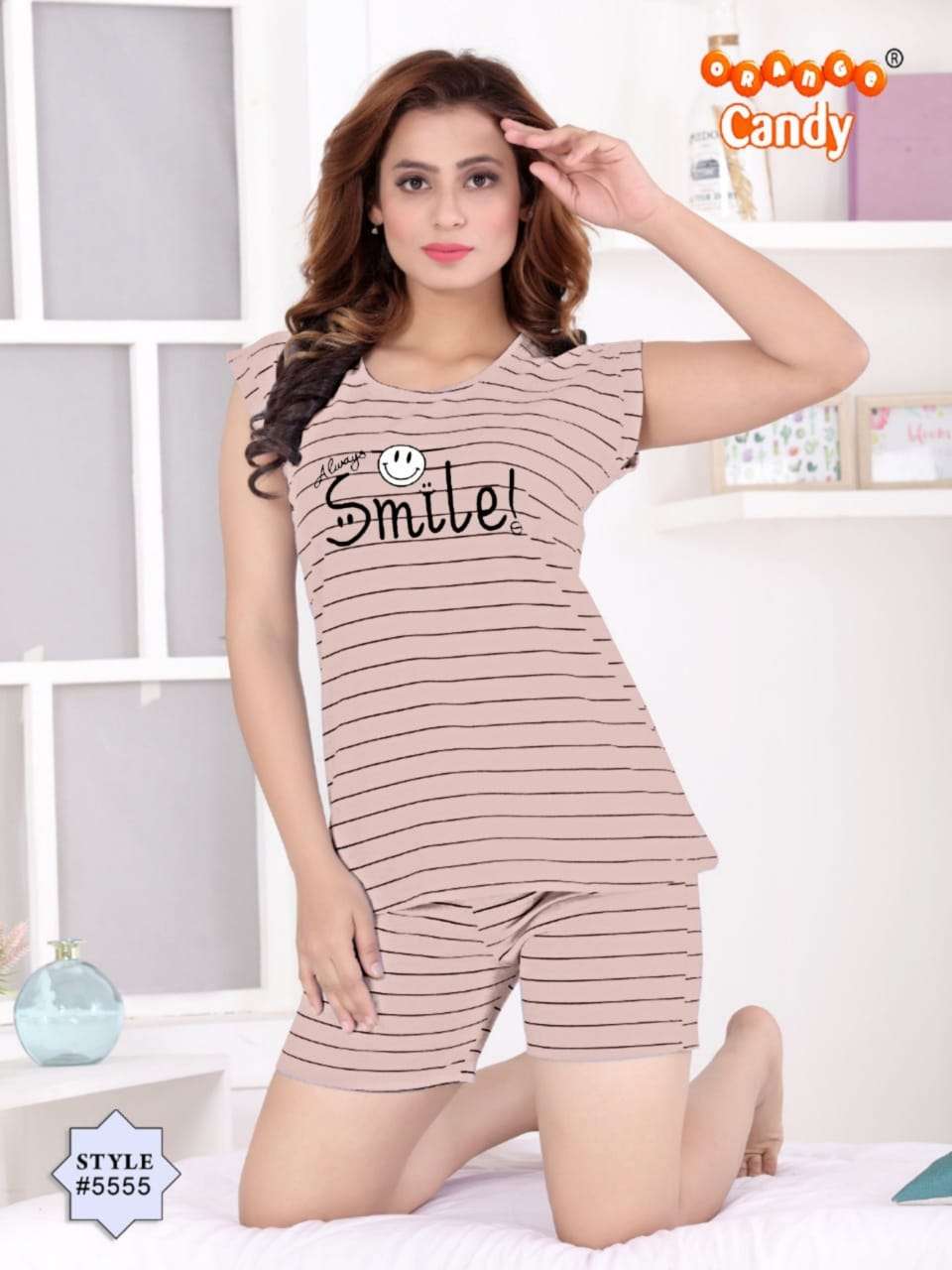 5555 BY ORANGE CANDY 5555-A TO 5555-J SERIES BEAUTIFUL STYLISH FANCY COLORFUL CASUAL WEAR & ETHNIC WEAR HOSIERY COTTON TOPS AND BOTTOM AT WHOLESALE PRICE