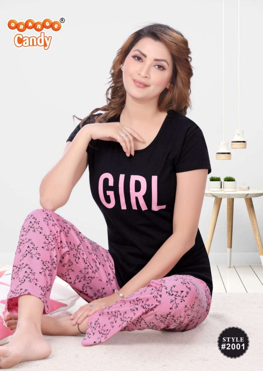 2001 BY ORANGE CANDY 2001-A TO 2001-F SERIES BEAUTIFUL STYLISH FANCY COLORFUL CASUAL WEAR & ETHNIC WEAR HOSIERY COTTON TOPS AND BOTTOM AT WHOLESALE PRICE