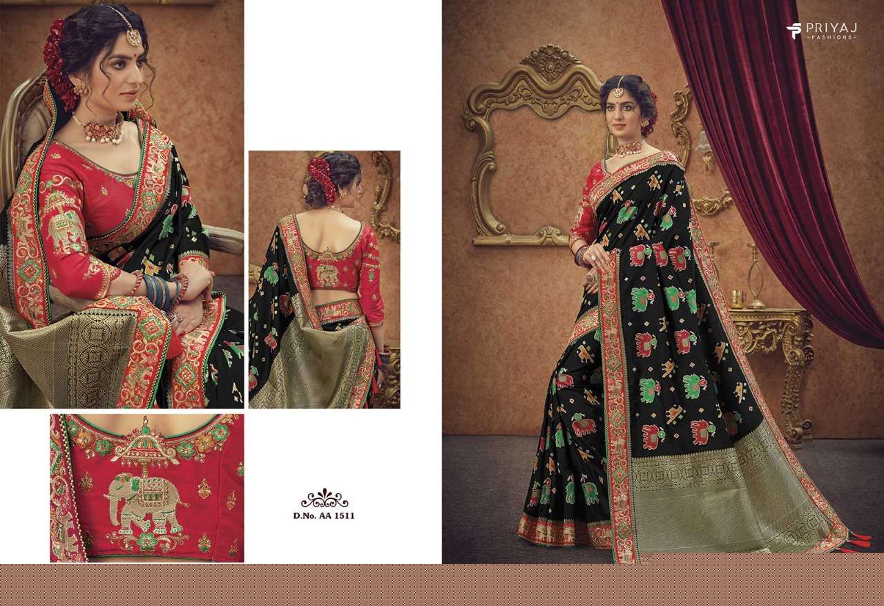 RAJGHARANA BY PRIYAJ FASHION 1503 TO 1514 SERIES INDIAN TRADITIONAL WEAR COLLECTION BEAUTIFUL STYLISH FANCY COLORFUL PARTY WEAR & OCCASIONAL WEAR SILK SAREES AT WHOLESALE PRICE