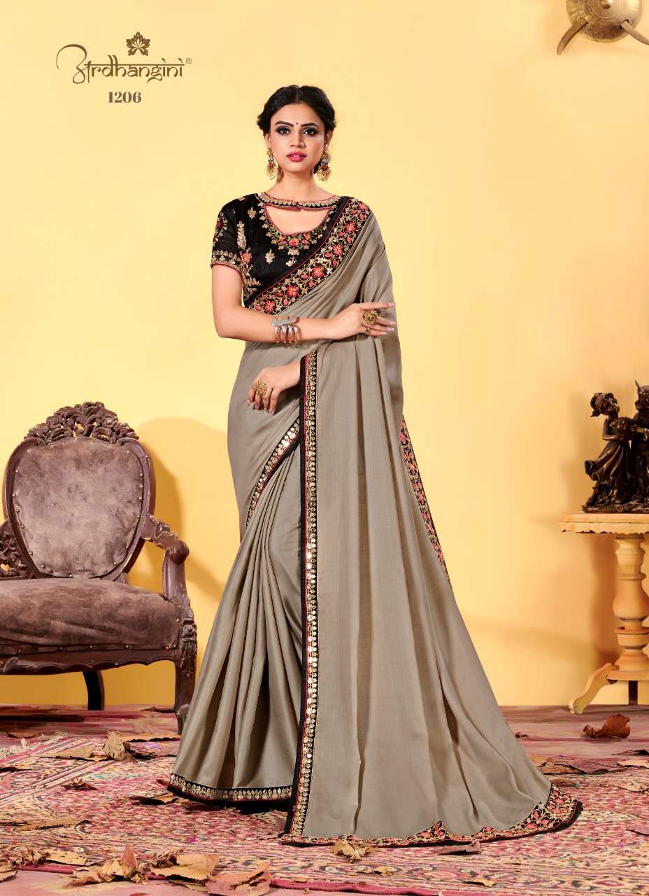 SAKSHI VOL-5 BY ARDHANGINI 1201 TO 1206 SERIES INDIAN TRADITIONAL WEAR COLLECTION BEAUTIFUL STYLISH FANCY COLORFUL PARTY WEAR & OCCASIONAL WEAR HEAVY DOLA SILK SAREES AT WHOLESALE PRICE