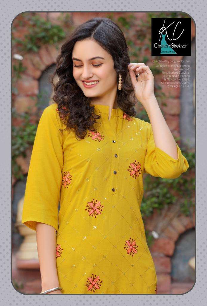 PARI VOL-4 BY KC 4001 TO 4008 SERIES DESIGNER STYLISH FANCY COLORFUL BEAUTIFUL PARTY WEAR & ETHNIC WEAR COLLECTION RAYON SLUB EMBROIDERY KURTIS AT WHOLESALE PRICE