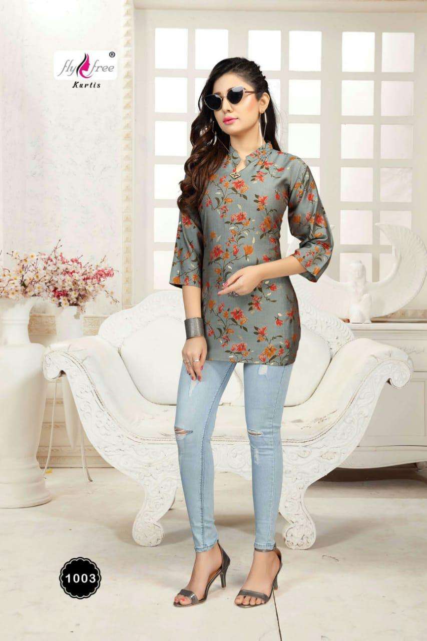 PANTALOON BY FLY FREE 1001 TO 1006 SERIES DESIGNER STYLISH FANCY COLORFUL BEAUTIFUL PARTY WEAR & ETHNIC WEAR COLLECTION HEAVY MUSLIN PRINT TOPS AT WHOLESALE PRICE
