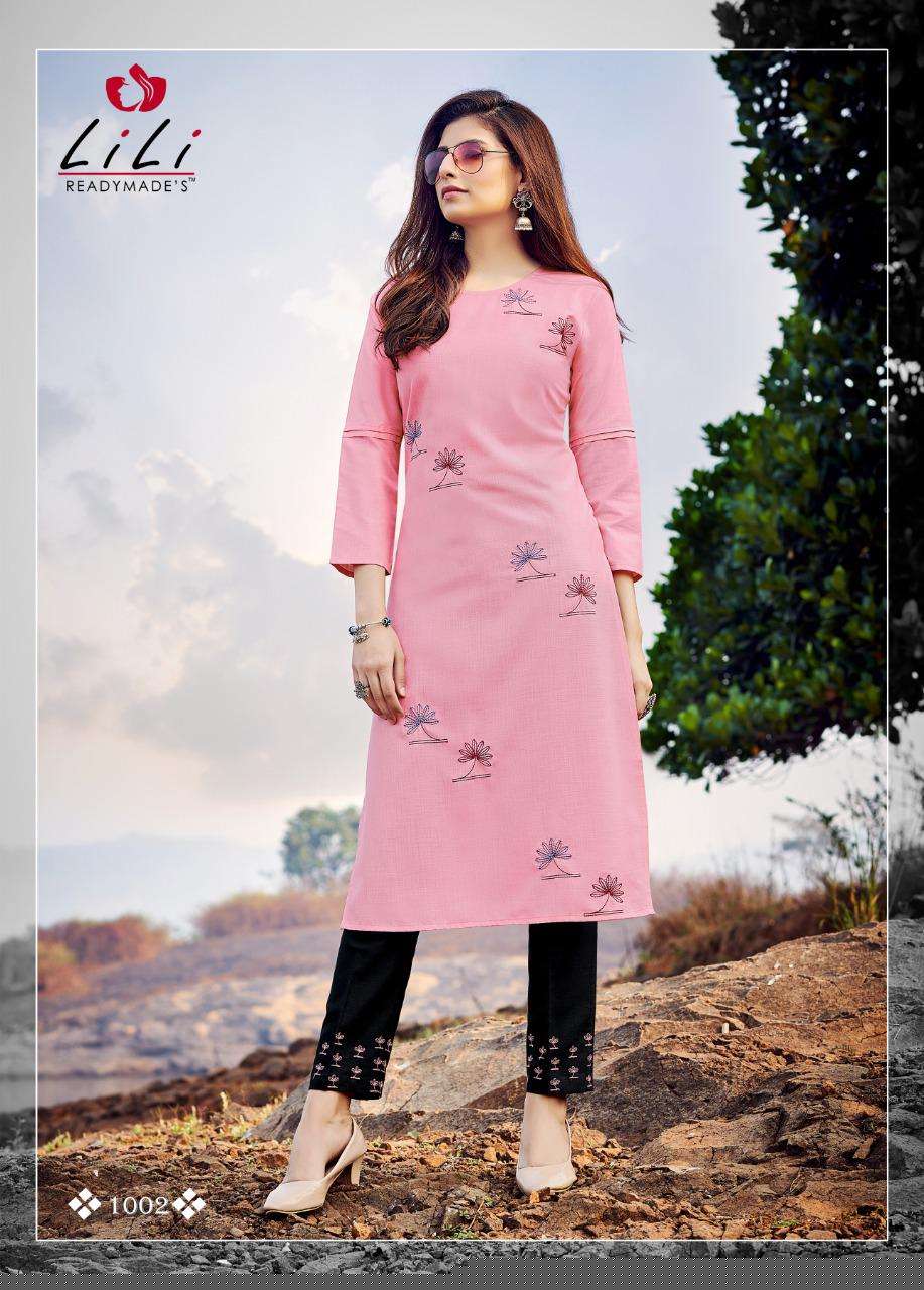 KASTURI BY LILI 1001 TO 1008 SERIES DESIGNER STYLISH FANCY COLORFUL BEAUTIFUL PARTY WEAR & ETHNIC WEAR COLLECTION MAGIC SLUB EMBROIDERED KURTIS WITH BOTTOM AT WHOLESALE PRICE