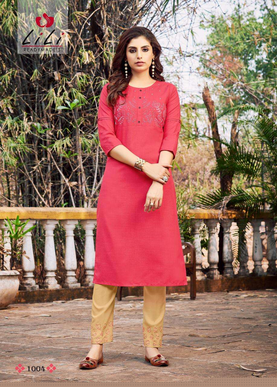KASTURI BY LILI 1001 TO 1008 SERIES DESIGNER STYLISH FANCY COLORFUL BEAUTIFUL PARTY WEAR & ETHNIC WEAR COLLECTION MAGIC SLUB EMBROIDERED KURTIS WITH BOTTOM AT WHOLESALE PRICE
