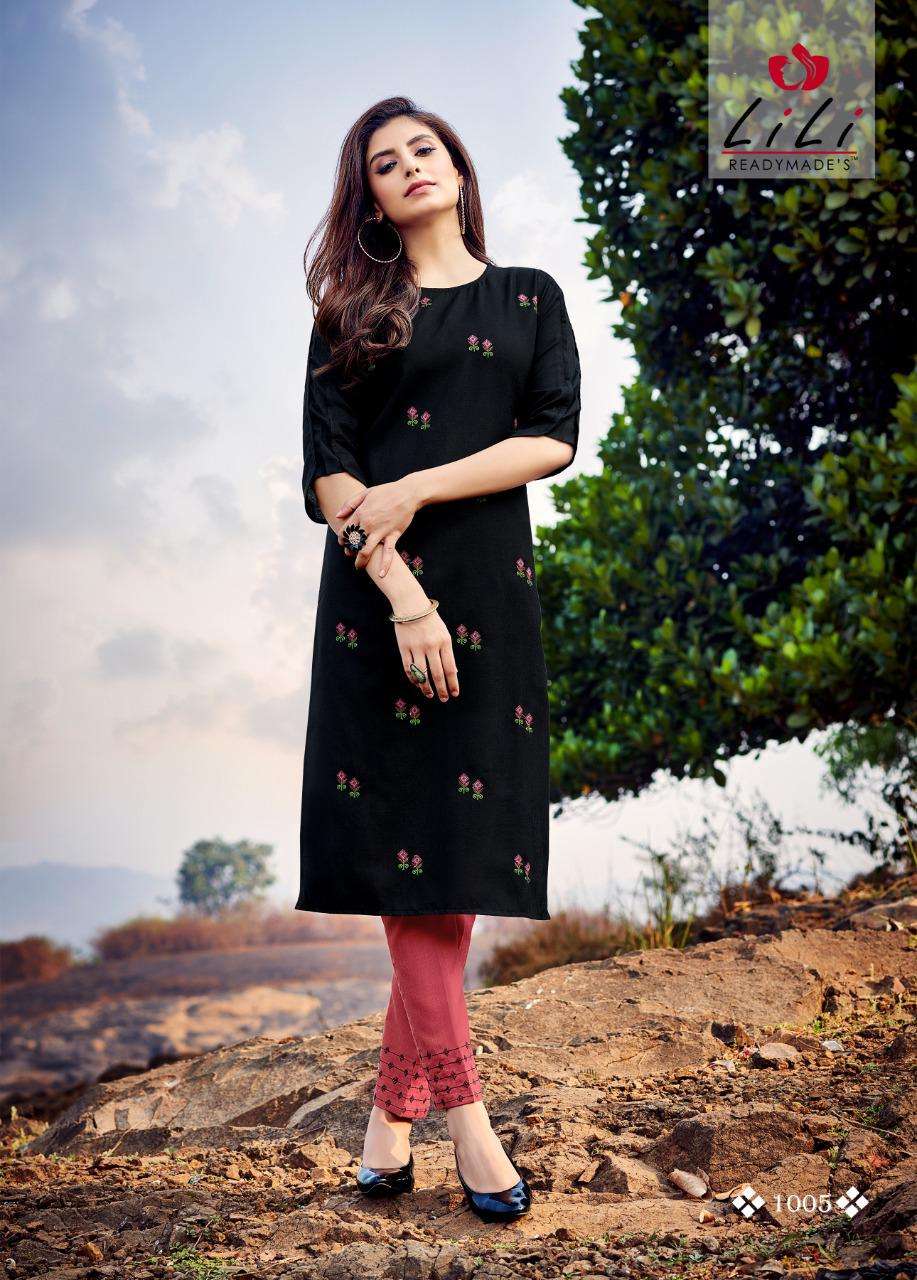 KASTURI BY LILI 1001 TO 1008 SERIES DESIGNER STYLISH FANCY COLORFUL BEAUTIFUL PARTY WEAR & ETHNIC WEAR COLLECTION MAGIC SLUB EMBROIDERED KURTIS WITH BOTTOM AT WHOLESALE PRICE