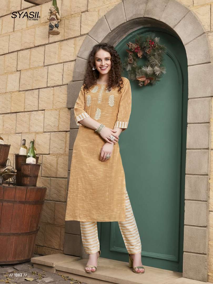 THREAD BY SYASII 1001 TO 1006 SERIES DESIGNER STYLISH FANCY COLORFUL BEAUTIFUL PARTY WEAR & ETHNIC WEAR COLLECTION PURE KHADI COTTON EMBROIDERY KURTIS WITH BOTTOM AT WHOLESALE PRICE