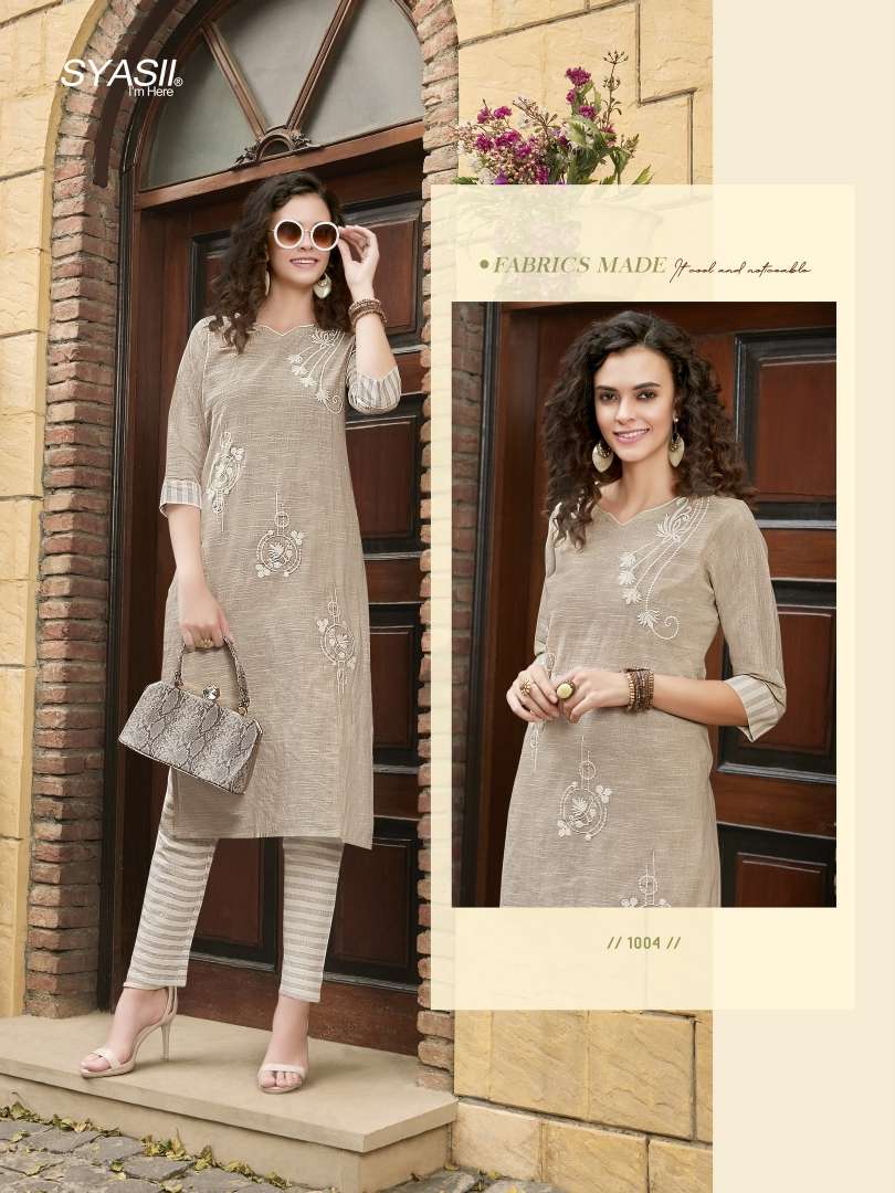 THREAD BY SYASII 1001 TO 1006 SERIES DESIGNER STYLISH FANCY COLORFUL BEAUTIFUL PARTY WEAR & ETHNIC WEAR COLLECTION PURE KHADI COTTON EMBROIDERY KURTIS WITH BOTTOM AT WHOLESALE PRICE