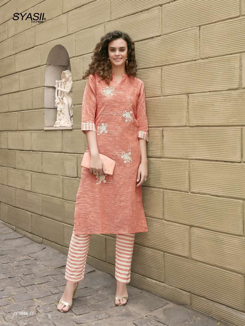 THREAD BY SYASII 1001 TO 1006 SERIES DESIGNER STYLISH FANCY COLORFUL BEAUTIFUL PARTY WEAR & ETHNIC WEAR COLLECTION PURE KHADI COTTON EMBROIDERY KURTIS WITH BOTTOM AT WHOLESALE PRICE