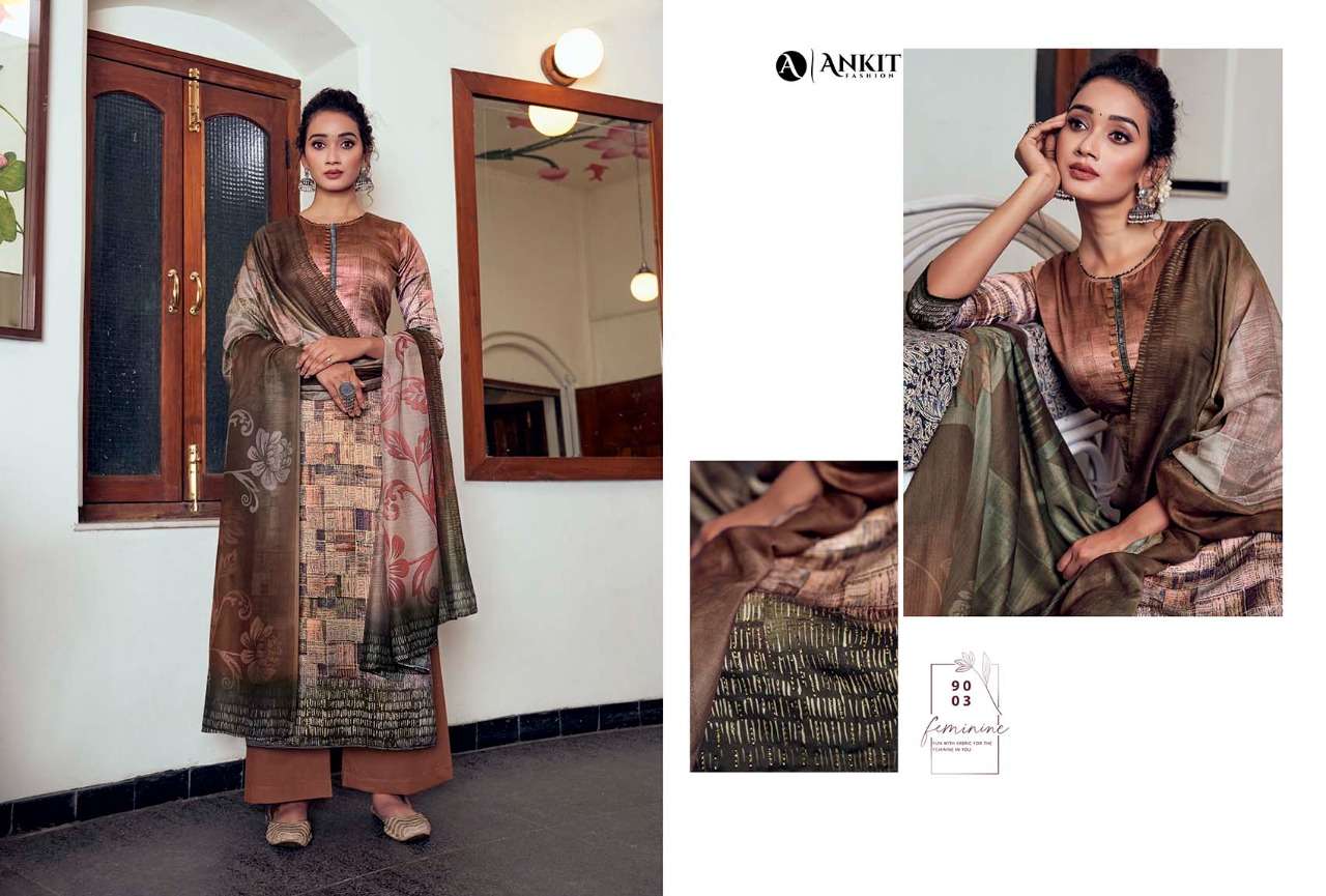 AAHANA BY ANKIT FASHION 9001 TO 9006 SERIES BEAUTIFUL SUITS COLORFUL STYLISH FANCY CASUAL WEAR & ETHNIC WEAR PURE COTTON SATIN DIGITAL PRINT WITH WORK DRESSES AT WHOLESALE PRICE