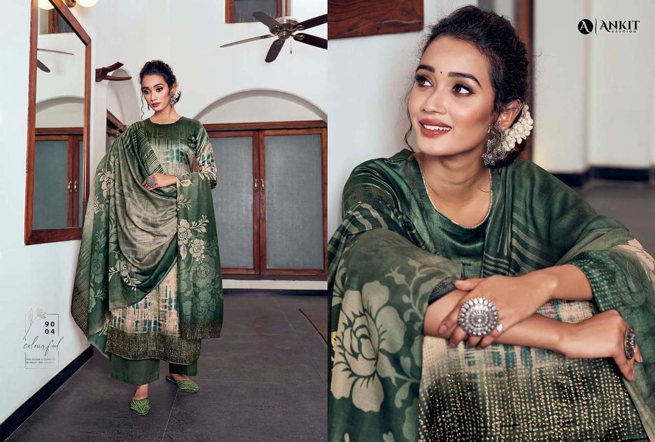 AAHANA BY ANKIT FASHION 9001 TO 9006 SERIES BEAUTIFUL SUITS COLORFUL STYLISH FANCY CASUAL WEAR & ETHNIC WEAR PURE COTTON SATIN DIGITAL PRINT WITH WORK DRESSES AT WHOLESALE PRICE