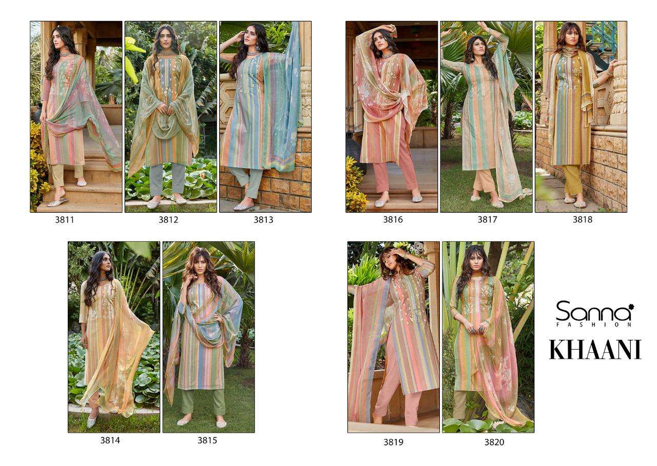 KHAANI BY SANNA FASHION 3811 TO 3820 SERIES BEAUTIFUL SUITS COLORFUL STYLISH FANCY CASUAL WEAR & ETHNIC WEAR PURE COTTON LAWN DIGITAL PRINT DRESSES AT WHOLESALE PRICE