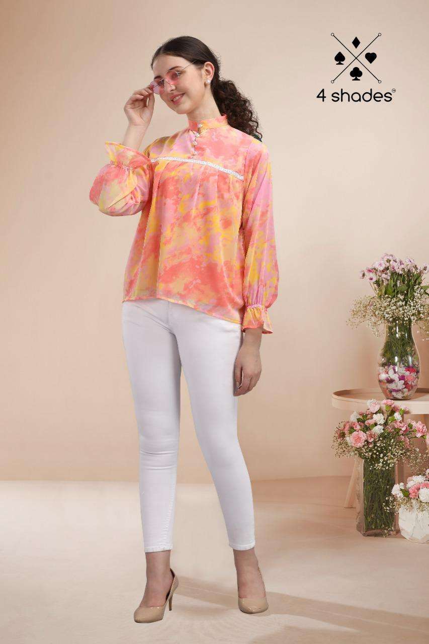 WESTERN VOL-5 BY 4 SHADES 101 TO 104 SERIES DESIGNER STYLISH FANCY COLORFUL BEAUTIFUL PARTY WEAR & ETHNIC WEAR COLLECTION GEORGETTE PRINT KURTIS AT WHOLESALE PRICE