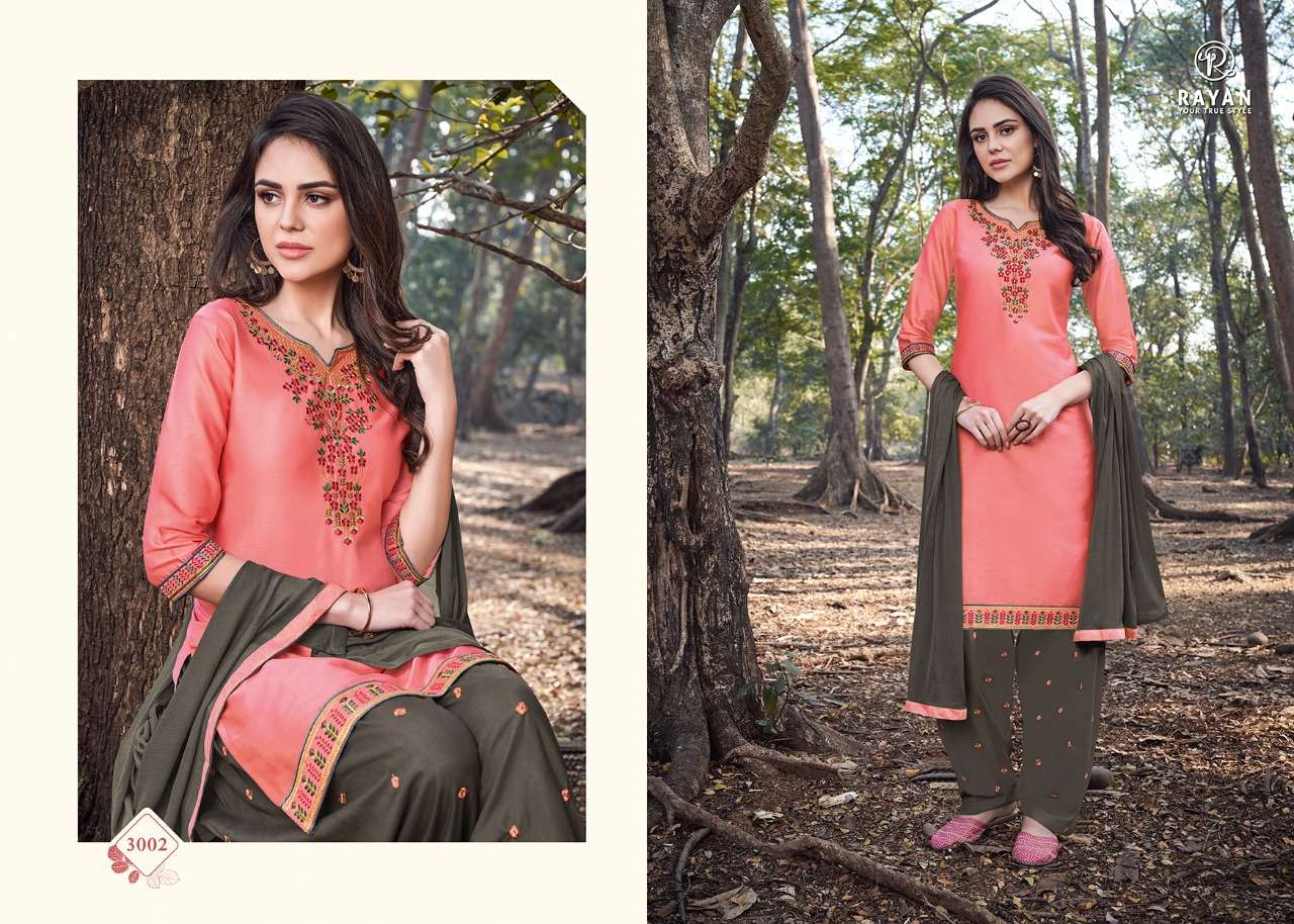 MASTANI VOL-3 BY RAYAN 3001 TO 3008 SERIES BEAUTIFUL PATIYALA SUITS COLORFUL STYLISH FANCY CASUAL WEAR & ETHNIC WEAR JAM COTTON EMBROIDERED DRESSES AT WHOLESALE PRICE