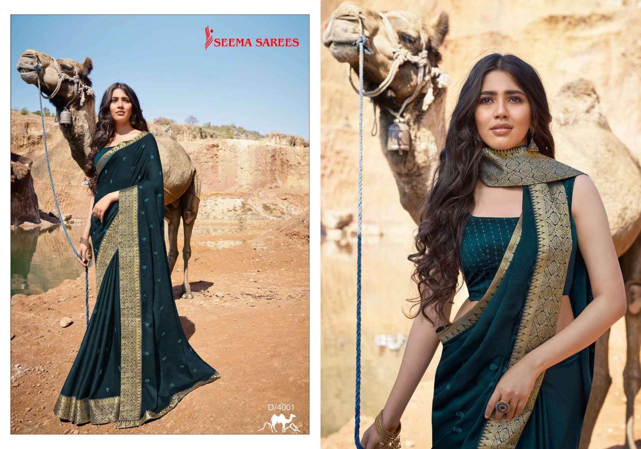 SARV SHRESTHA VOL-2 BY SEEMA SAREES 4001 TO 4008 SERIES INDIAN TRADITIONAL WEAR COLLECTION BEAUTIFUL STYLISH FANCY COLORFUL PARTY WEAR & OCCASIONAL WEAR CHIFFON EMBROIDERED SAREES AT WHOLESALE PRICE