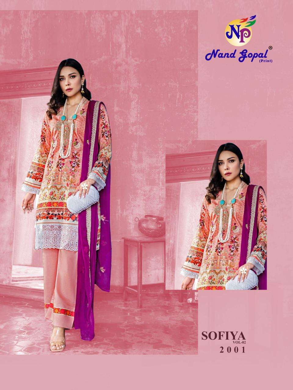 SOFIYA VOL-2 BY NAND GOPAL PRINTS 2001 TO 2010 SERIES BEAUTIFUL SUITS COLORFUL STYLISH FANCY CASUAL WEAR & ETHNIC WEAR PURE COTTON PRINT DRESSES AT WHOLESALE PRICE