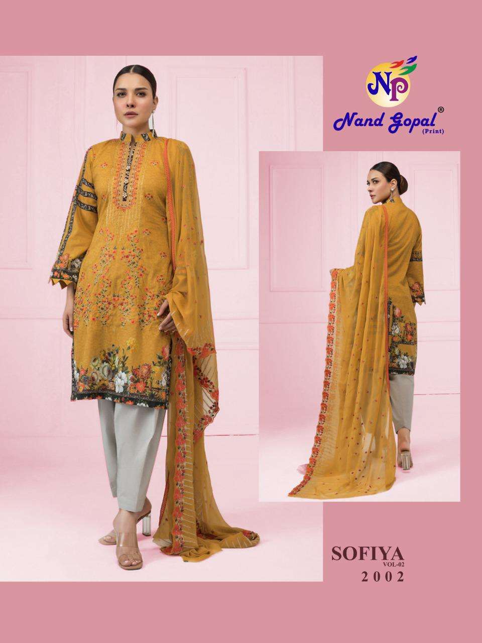 SOFIYA VOL-2 BY NAND GOPAL PRINTS 2001 TO 2010 SERIES BEAUTIFUL SUITS COLORFUL STYLISH FANCY CASUAL WEAR & ETHNIC WEAR PURE COTTON PRINT DRESSES AT WHOLESALE PRICE