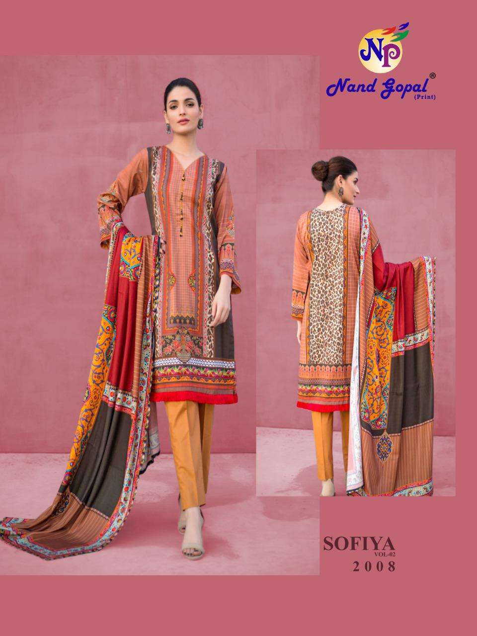 SOFIYA VOL-2 BY NAND GOPAL PRINTS 2001 TO 2010 SERIES BEAUTIFUL SUITS COLORFUL STYLISH FANCY CASUAL WEAR & ETHNIC WEAR PURE COTTON PRINT DRESSES AT WHOLESALE PRICE