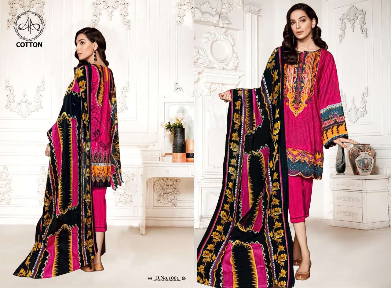AFIFAA BY AP COTTON 1001 TO 1010 SERIES BEAUTIFUL SUITS COLORFUL STYLISH FANCY CASUAL WEAR & ETHNIC WEAR PURE COTTON PRINT DRESSES AT WHOLESALE PRICE