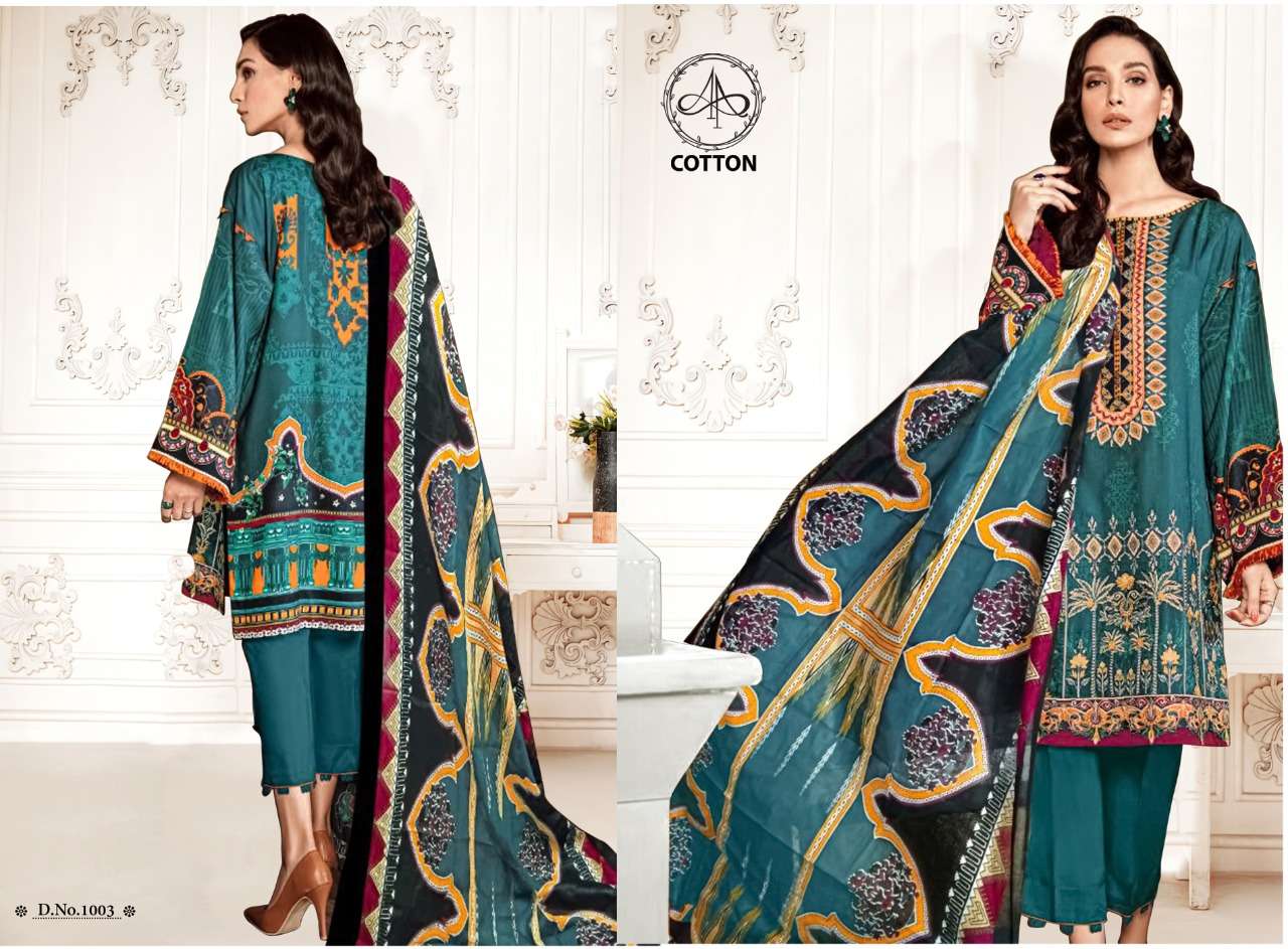 AFIFAA BY AP COTTON 1001 TO 1010 SERIES BEAUTIFUL SUITS COLORFUL STYLISH FANCY CASUAL WEAR & ETHNIC WEAR PURE COTTON PRINT DRESSES AT WHOLESALE PRICE