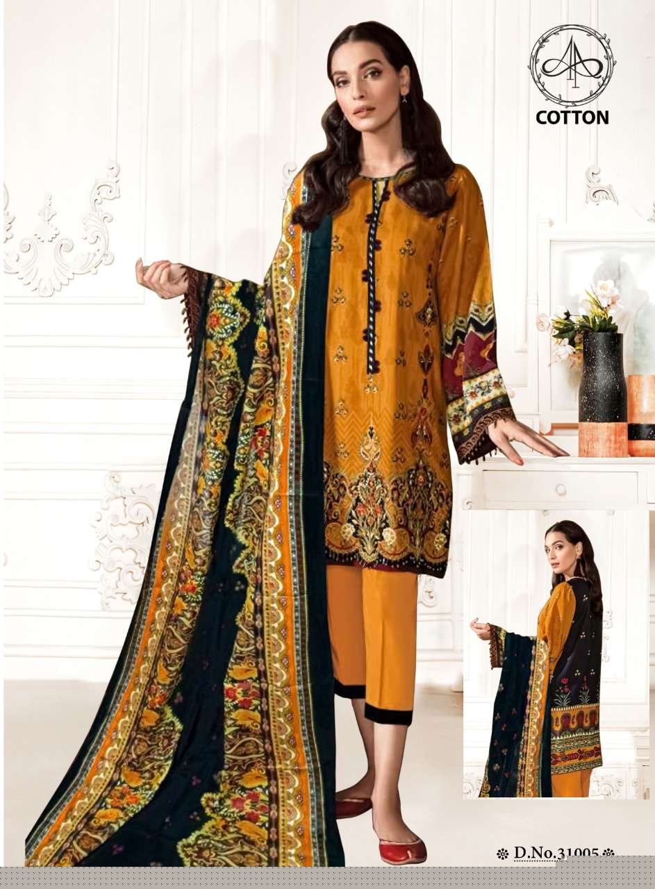 AFIFAA BY AP COTTON 1001 TO 1010 SERIES BEAUTIFUL SUITS COLORFUL STYLISH FANCY CASUAL WEAR & ETHNIC WEAR PURE COTTON PRINT DRESSES AT WHOLESALE PRICE