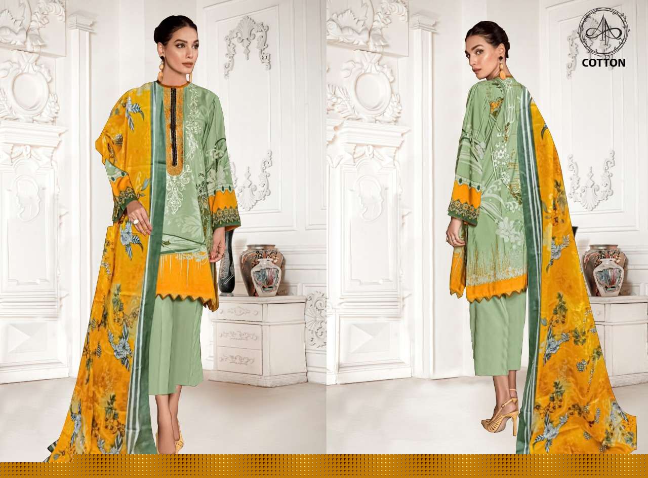 AFIFAA BY AP COTTON 1001 TO 1010 SERIES BEAUTIFUL SUITS COLORFUL STYLISH FANCY CASUAL WEAR & ETHNIC WEAR PURE COTTON PRINT DRESSES AT WHOLESALE PRICE