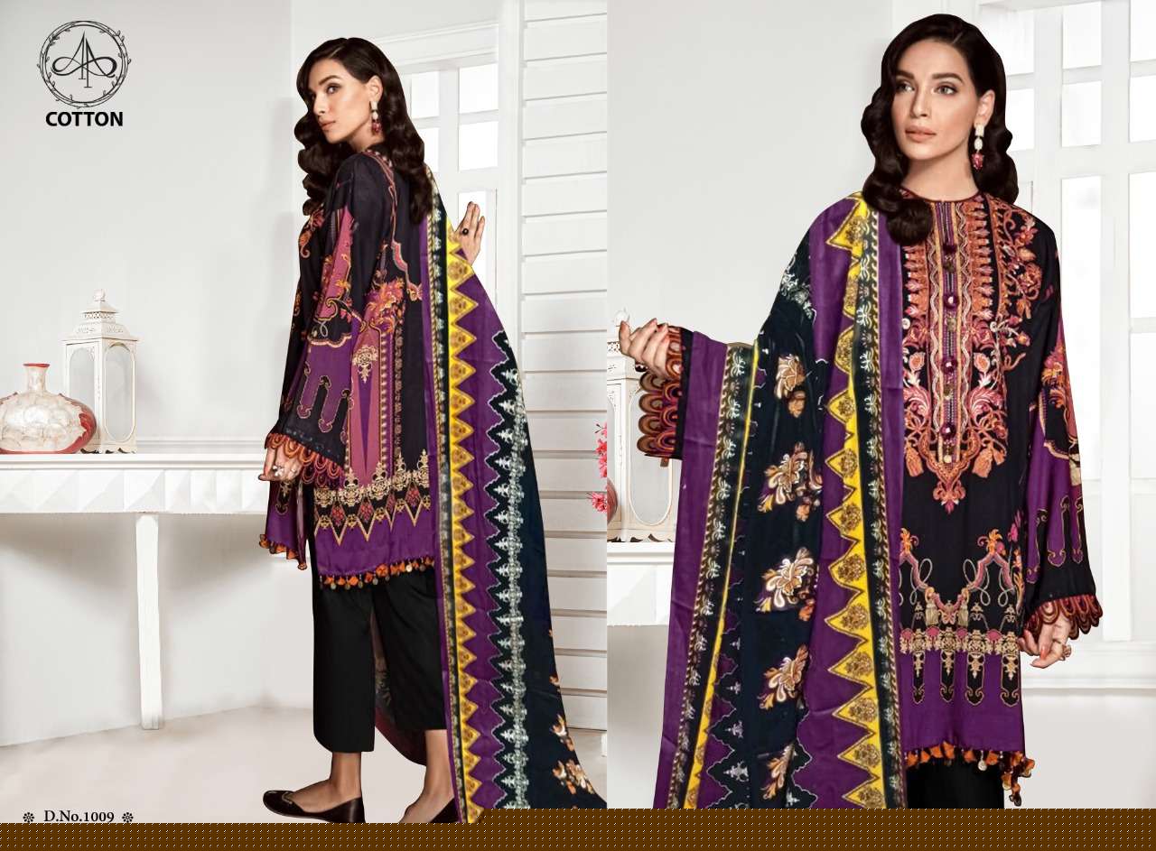 AFIFAA BY AP COTTON 1001 TO 1010 SERIES BEAUTIFUL SUITS COLORFUL STYLISH FANCY CASUAL WEAR & ETHNIC WEAR PURE COTTON PRINT DRESSES AT WHOLESALE PRICE