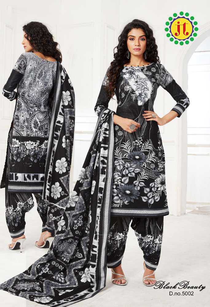 BLACK BEAUTY VOL-5 BY JT 5001 TO 5012 SERIES BEAUTIFUL SUITS COLORFUL STYLISH FANCY CASUAL WEAR & ETHNIC WEAR HEAVY COTTON DRESSES AT WHOLESALE PRICE