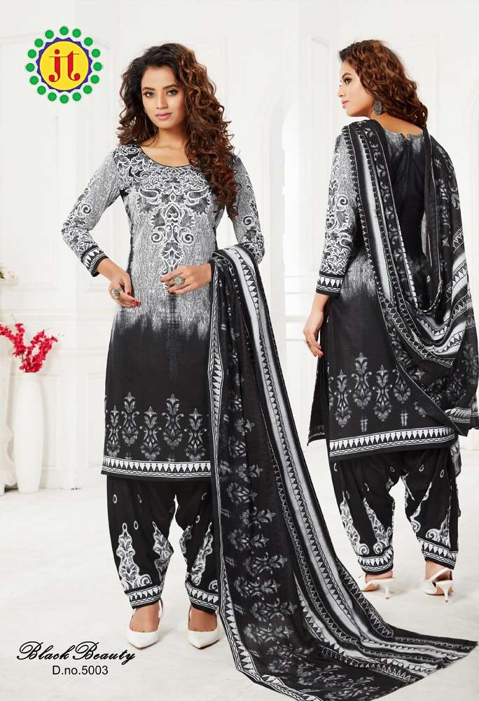 BLACK BEAUTY VOL-5 BY JT 5001 TO 5012 SERIES BEAUTIFUL SUITS COLORFUL STYLISH FANCY CASUAL WEAR & ETHNIC WEAR HEAVY COTTON DRESSES AT WHOLESALE PRICE