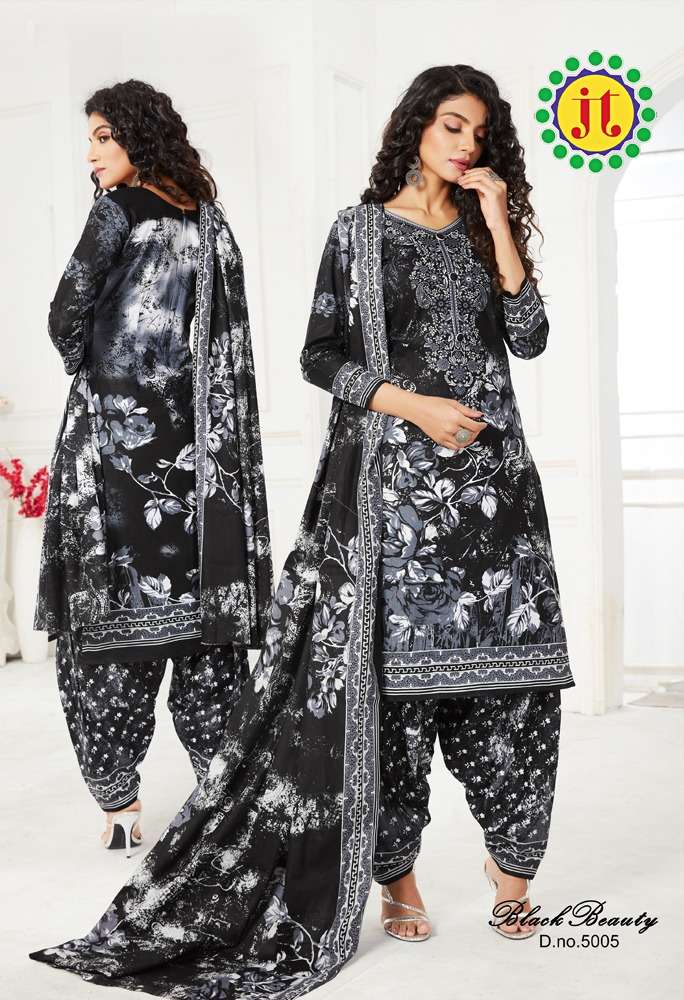 BLACK BEAUTY VOL-5 BY JT 5001 TO 5012 SERIES BEAUTIFUL SUITS COLORFUL STYLISH FANCY CASUAL WEAR & ETHNIC WEAR HEAVY COTTON DRESSES AT WHOLESALE PRICE