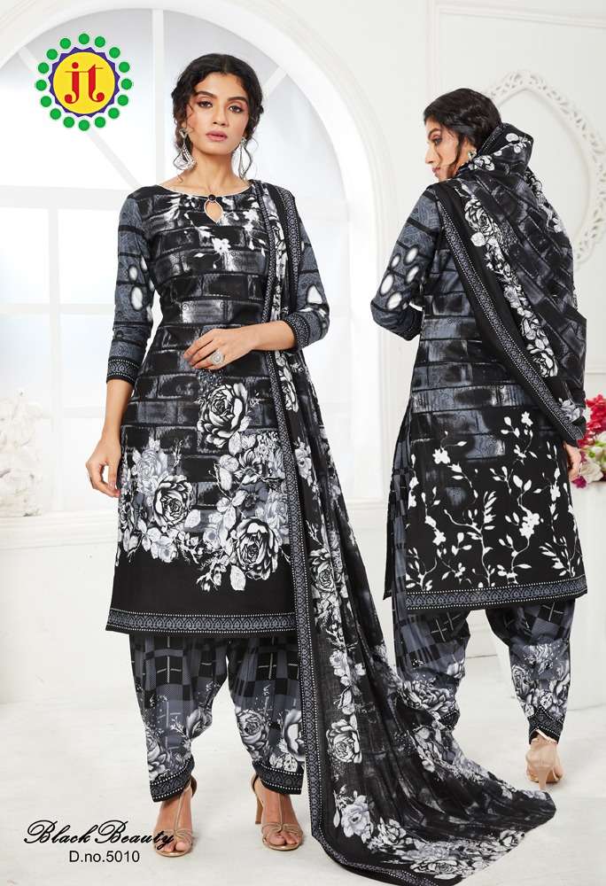 BLACK BEAUTY VOL-5 BY JT 5001 TO 5012 SERIES BEAUTIFUL SUITS COLORFUL STYLISH FANCY CASUAL WEAR & ETHNIC WEAR HEAVY COTTON DRESSES AT WHOLESALE PRICE