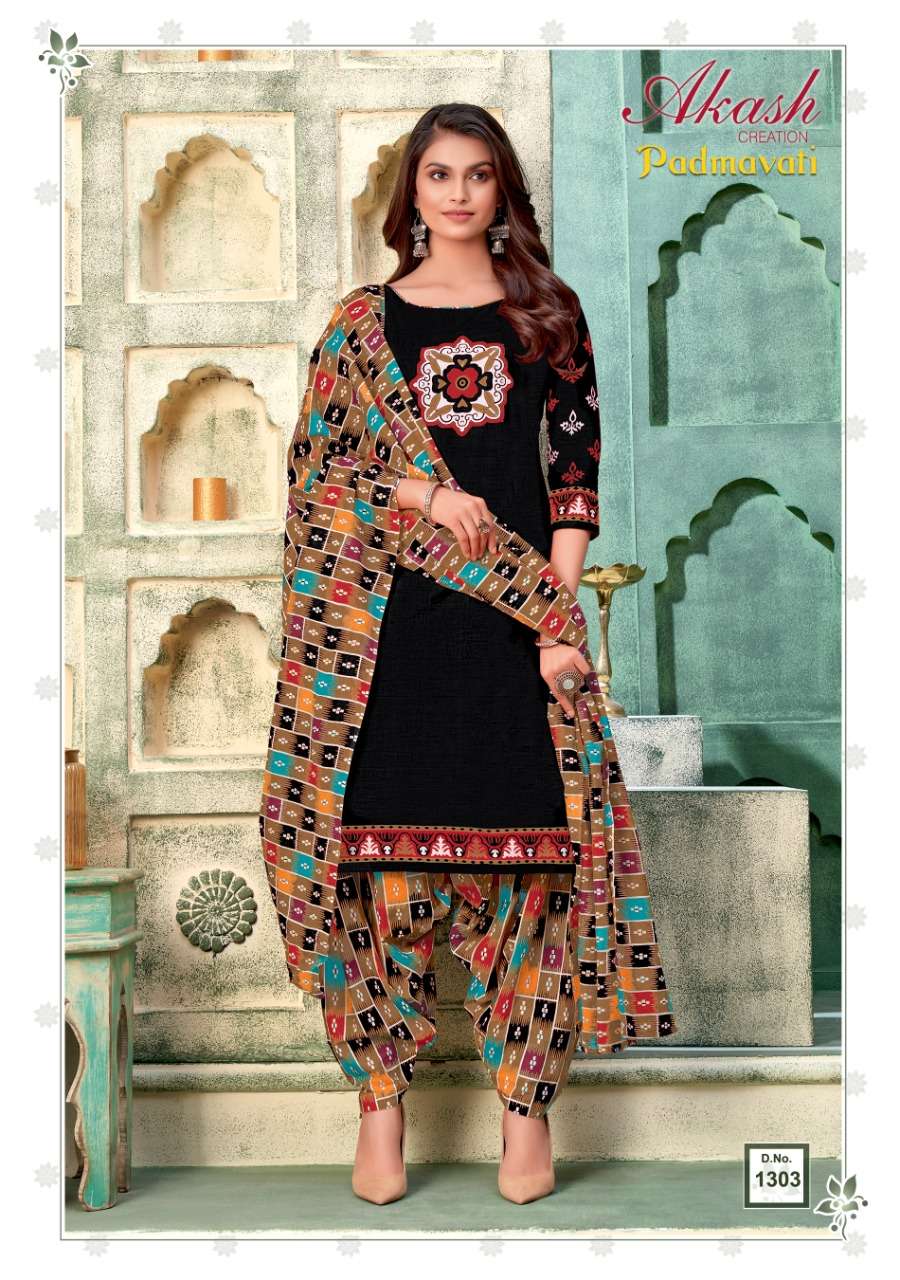PADMAVATI VOL-13 BY AKASH CREATION 1301 TO 1310 SERIES BEAUTIFUL STYLISH SUITS FANCY COLORFUL CASUAL WEAR & ETHNIC WEAR & READY TO WEAR COTTON PRINTED DRESSES AT WHOLESALE PRICE