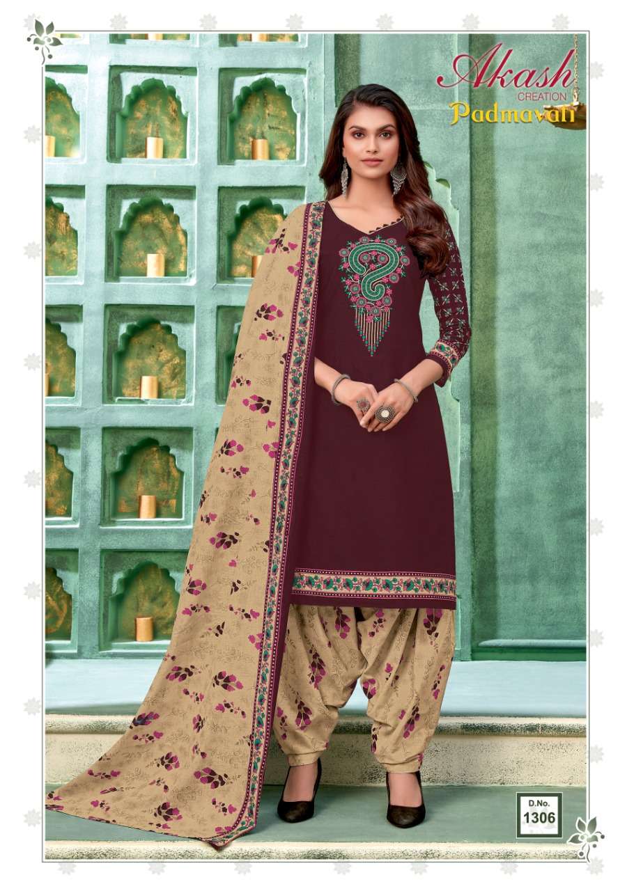 PADMAVATI VOL-13 BY AKASH CREATION 1301 TO 1310 SERIES BEAUTIFUL STYLISH SUITS FANCY COLORFUL CASUAL WEAR & ETHNIC WEAR & READY TO WEAR COTTON PRINTED DRESSES AT WHOLESALE PRICE