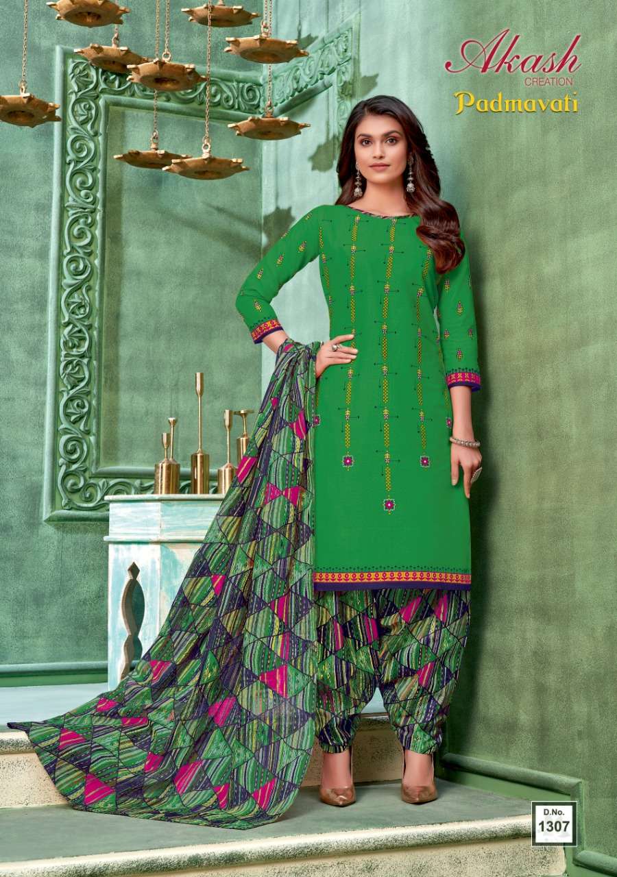 PADMAVATI VOL-13 BY AKASH CREATION 1301 TO 1310 SERIES BEAUTIFUL STYLISH SUITS FANCY COLORFUL CASUAL WEAR & ETHNIC WEAR & READY TO WEAR COTTON PRINTED DRESSES AT WHOLESALE PRICE