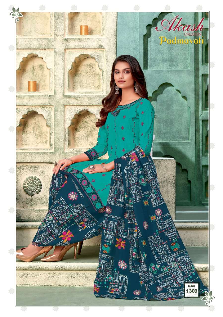 PADMAVATI VOL-13 BY AKASH CREATION 1301 TO 1310 SERIES BEAUTIFUL STYLISH SUITS FANCY COLORFUL CASUAL WEAR & ETHNIC WEAR & READY TO WEAR COTTON PRINTED DRESSES AT WHOLESALE PRICE