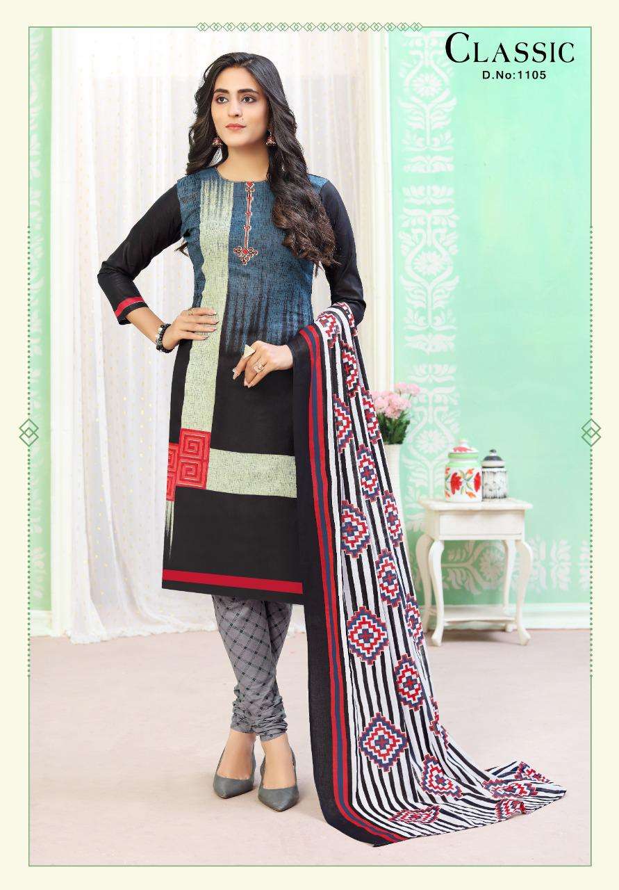 CLASSIC VOL-11 BY KC 1101 TO 1112 SERIES DESIGNER SUITS BEAUTIFUL STYLISH FANCY COLORFUL PARTY WEAR & OCCASIONAL WEAR COTTON PRINTED DRESSES AT WHOLESALE PRICE