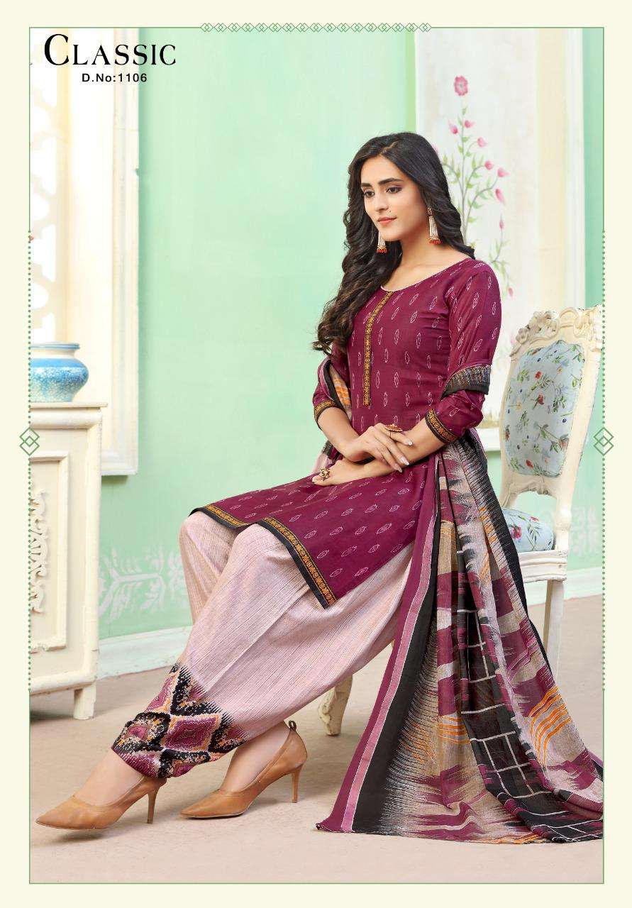 CLASSIC VOL-11 BY KC 1101 TO 1112 SERIES DESIGNER SUITS BEAUTIFUL STYLISH FANCY COLORFUL PARTY WEAR & OCCASIONAL WEAR COTTON PRINTED DRESSES AT WHOLESALE PRICE