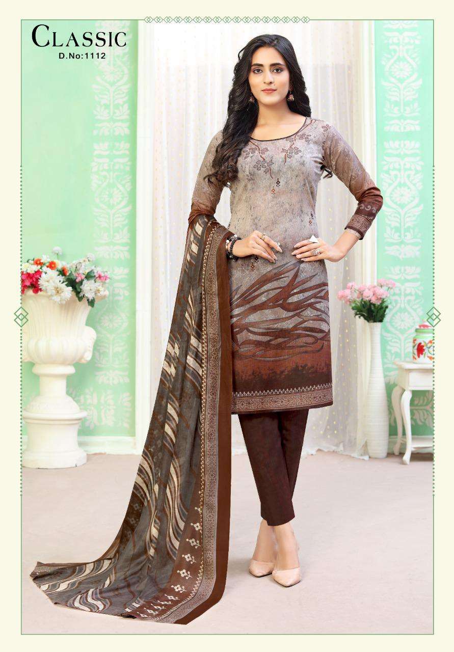 CLASSIC VOL-11 BY KC 1101 TO 1112 SERIES DESIGNER SUITS BEAUTIFUL STYLISH FANCY COLORFUL PARTY WEAR & OCCASIONAL WEAR COTTON PRINTED DRESSES AT WHOLESALE PRICE