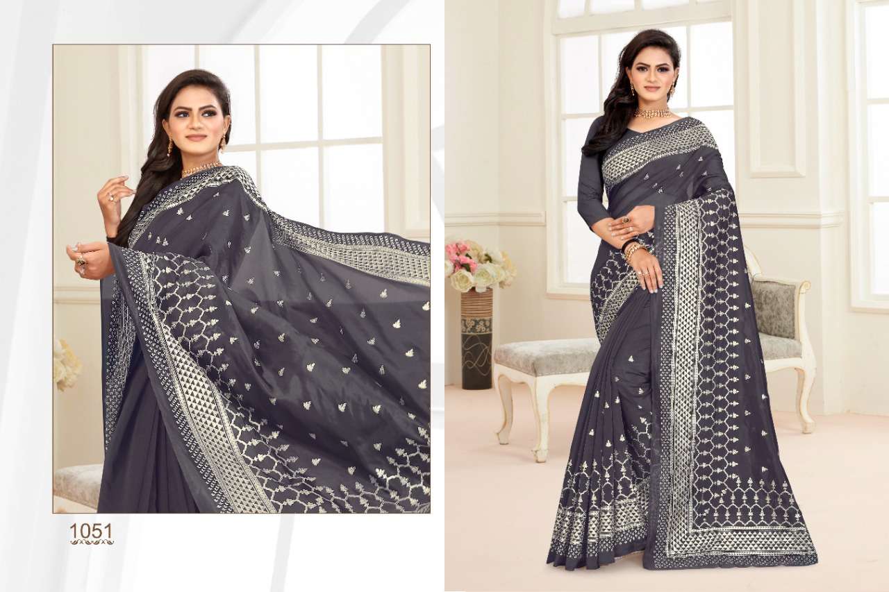 CRYSTA BY BALARKAS 1051 TO 1054 SERIES INDIAN TRADITIONAL WEAR COLLECTION BEAUTIFUL STYLISH FANCY COLORFUL PARTY WEAR & OCCASIONAL WEAR SOFT ORGANZA FOIL PRINT SAREES AT WHOLESALE PRICE