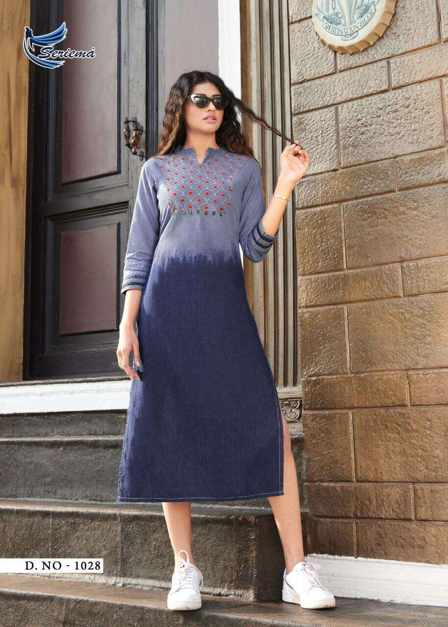 KUMB PREMIER BY SPARROW 1028 TO 1035 SERIES DESIGNER STYLISH FANCY COLORFUL BEAUTIFUL PARTY WEAR & ETHNIC WEAR COLLECTION PURE COTTON DENIM KURTIS AT WHOLESALE PRICE