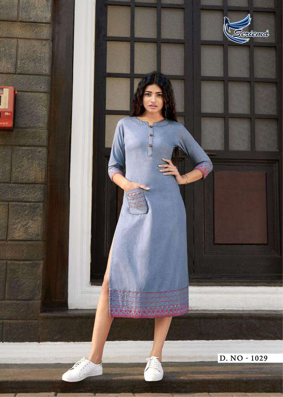KUMB PREMIER BY SPARROW 1028 TO 1035 SERIES DESIGNER STYLISH FANCY COLORFUL BEAUTIFUL PARTY WEAR & ETHNIC WEAR COLLECTION PURE COTTON DENIM KURTIS AT WHOLESALE PRICE