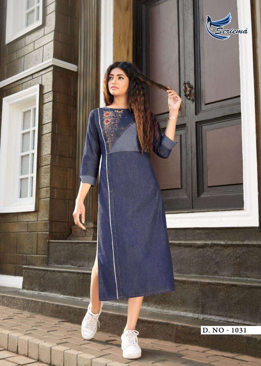 KUMB PREMIER BY SPARROW 1028 TO 1035 SERIES DESIGNER STYLISH FANCY COLORFUL BEAUTIFUL PARTY WEAR & ETHNIC WEAR COLLECTION PURE COTTON DENIM KURTIS AT WHOLESALE PRICE