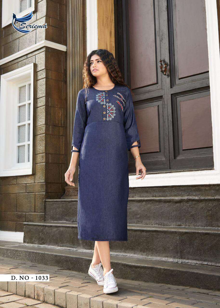 KUMB PREMIER BY SPARROW 1028 TO 1035 SERIES DESIGNER STYLISH FANCY COLORFUL BEAUTIFUL PARTY WEAR & ETHNIC WEAR COLLECTION PURE COTTON DENIM KURTIS AT WHOLESALE PRICE